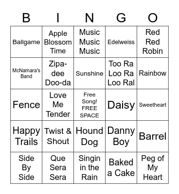 March Music Bingo Card