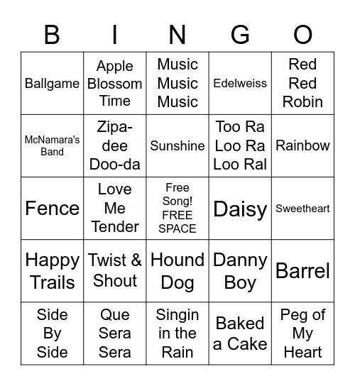 March Music Bingo Card
