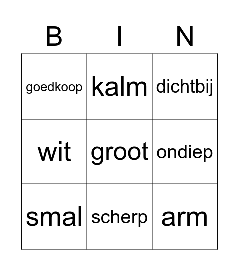 Tegenstellingen Thema 7 Bingo Card