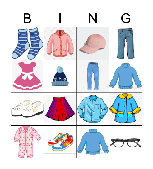 Clothes Bingo Card