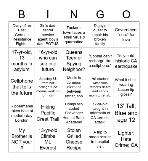 SORA 22Read Across America Bingo Card