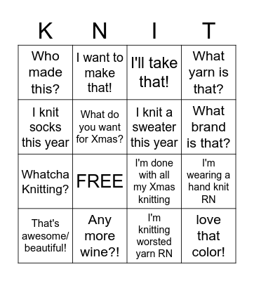 Knit Bingo Card