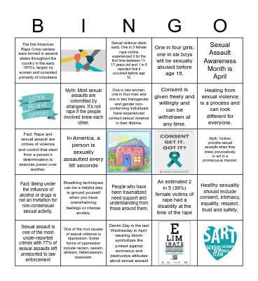 Sexual Assault Awareness Tu Casa, Inc Bingo Card