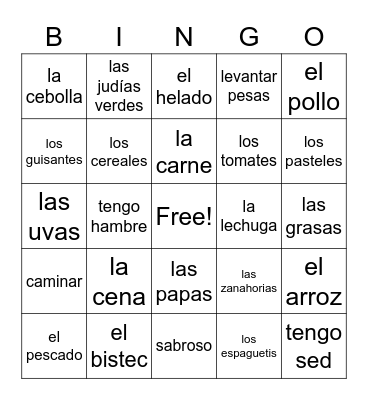 Spanish 3B Bingo Card