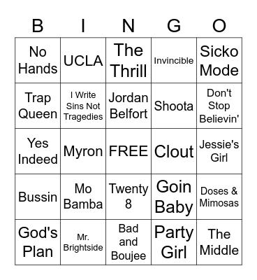 College Party 2 Bingo Card