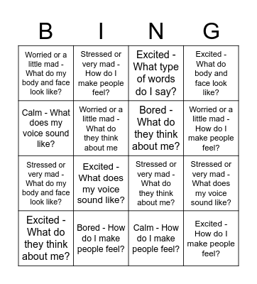 How Do You Feel and How Does It Change My Feelings? Bingo Card