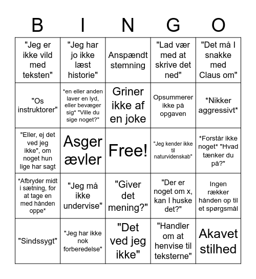 Linneabanko Bingo Card