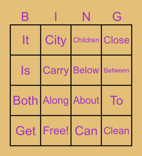 4th Grade Bingo Card
