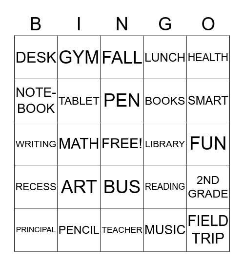 Back to School Bingo! Bingo Card