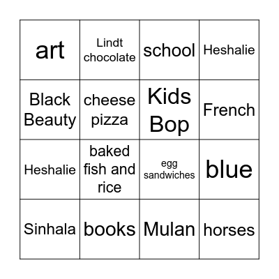 Heshalie's Birthday BINGO! Bingo Card