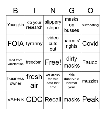 School Board Bingo (drink when you mark a square) Bingo Card
