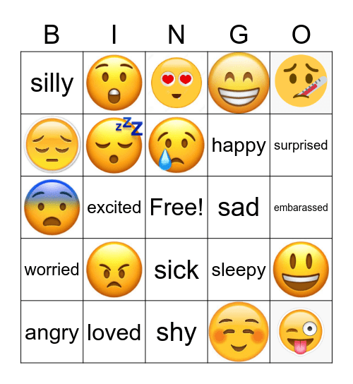 Feelings Bingo Card