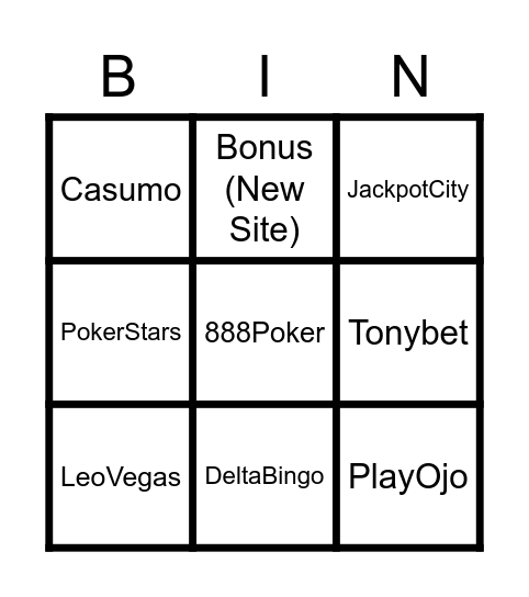 Popup Casino Websites 2022 Bingo Card
