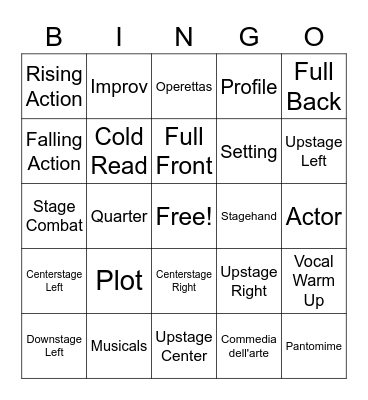 Theatre Bingo Card