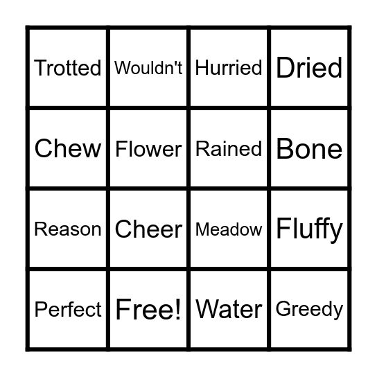 The Dog and His Shadow Bingo Card