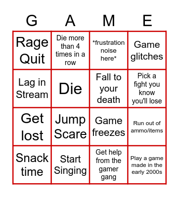 Gamer Gang Gamer Bingo For the Gamers Bingo Card