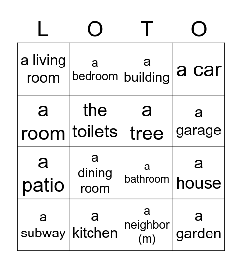 Maison 1 Bingo Card