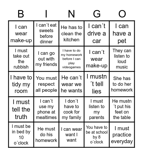 Rules Bingo! Bingo Card