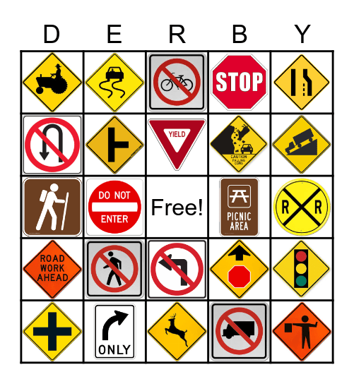 Road Signs Bingo Card