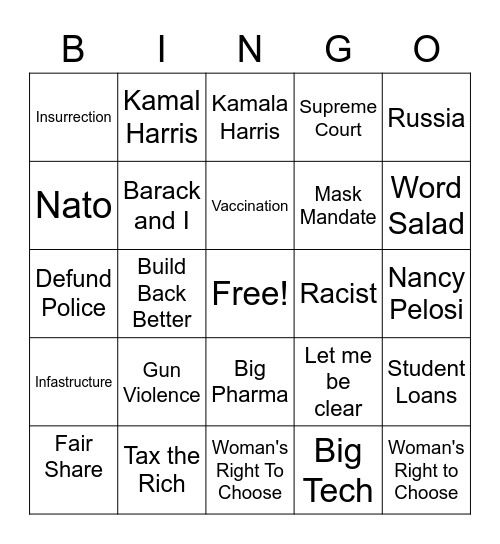 State of the Union Bingo Card