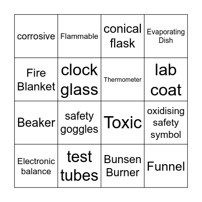 working safely in a science lab Bingo Card