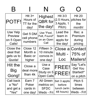 Yelp LWOM Bingo! Bingo Card
