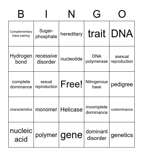 science vocab bingo Card