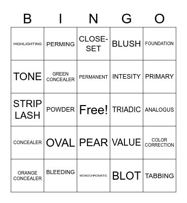 MAKEUP Bingo Card