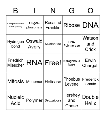 Science Thing Bingo Card