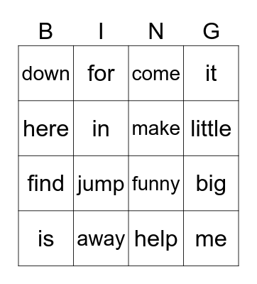 Card No. 3 Bingo Card