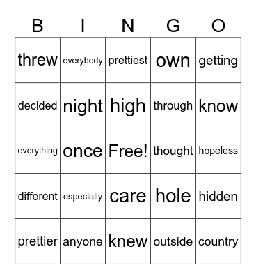 Untitled Bingo Card