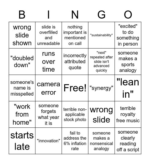 All Hands Call Bingo Card