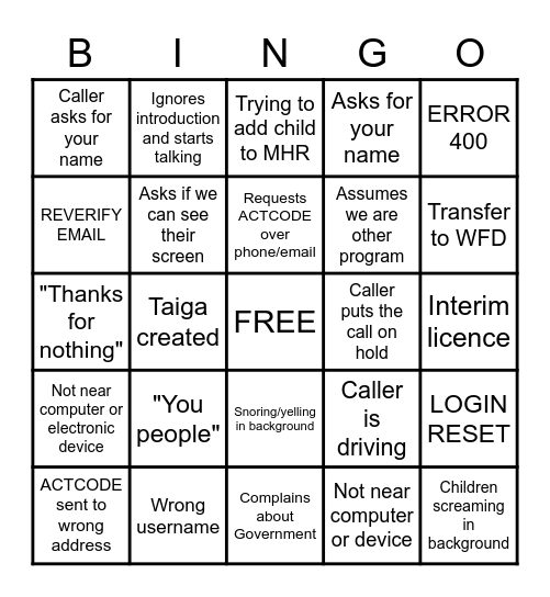MADI Bingo (Phone) Bingo Card