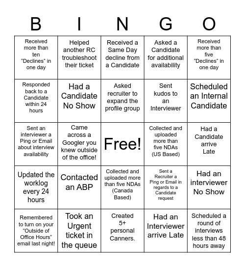 The Best RC's EVER! Bingo Card