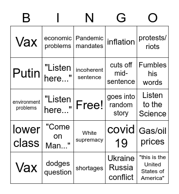 Biden Bingo Card