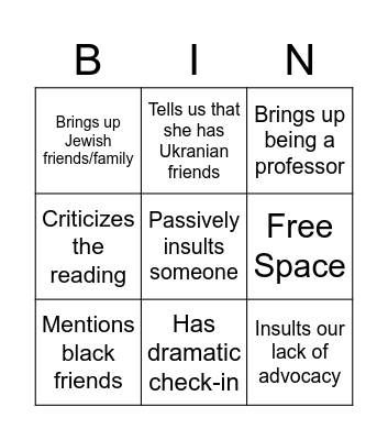 What will she say next! Bingo Card