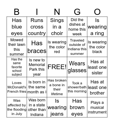 Who Could it Be? Bingo Card