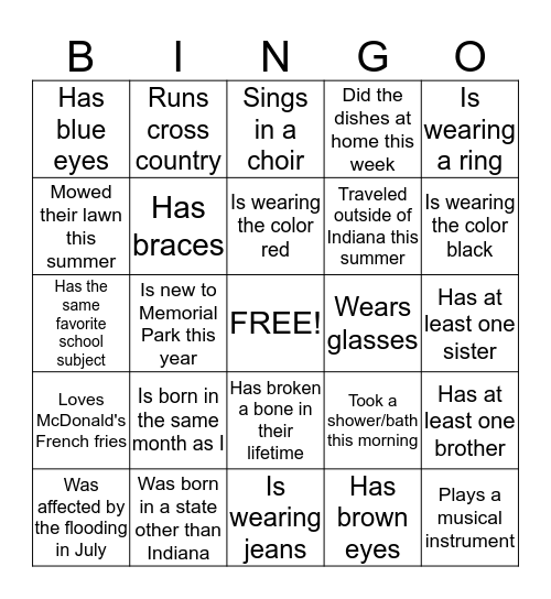 Who Could it Be? Bingo Card