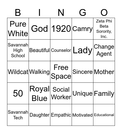 Barbara's 50th Birthday Bingo Card