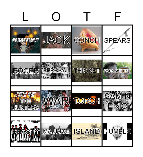 Lord Of The Flies Bingo Card