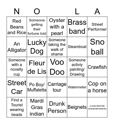 Just Na'wlins  Bingo Card