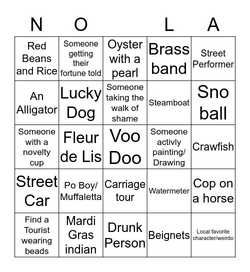 Just Na'wlins  Bingo Card