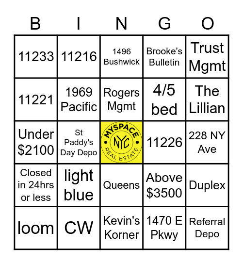 Bonus Bingo Bonanza Bingo Card