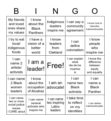 ACT 2021-2022 Bingo Card