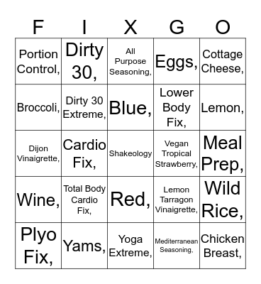 Fixgo Bingo Card