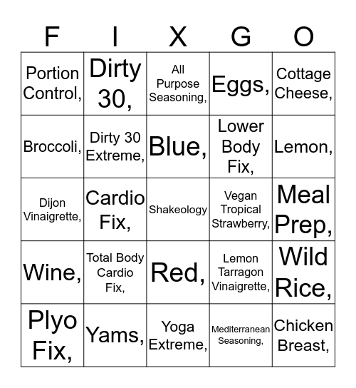Fixgo Bingo Card