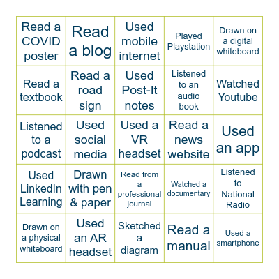 Technology and learning Bingo Card