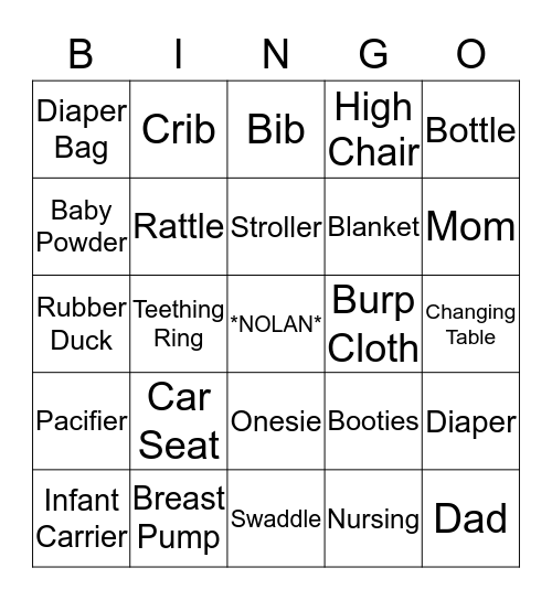 Baby Bingo Card