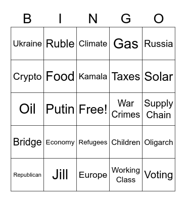 SOTU 2022 Bingo Card