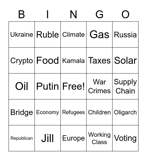 SOTU 2022 Bingo Card